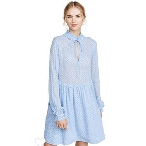 GANNI Blue Floral Printed Georgette Dress